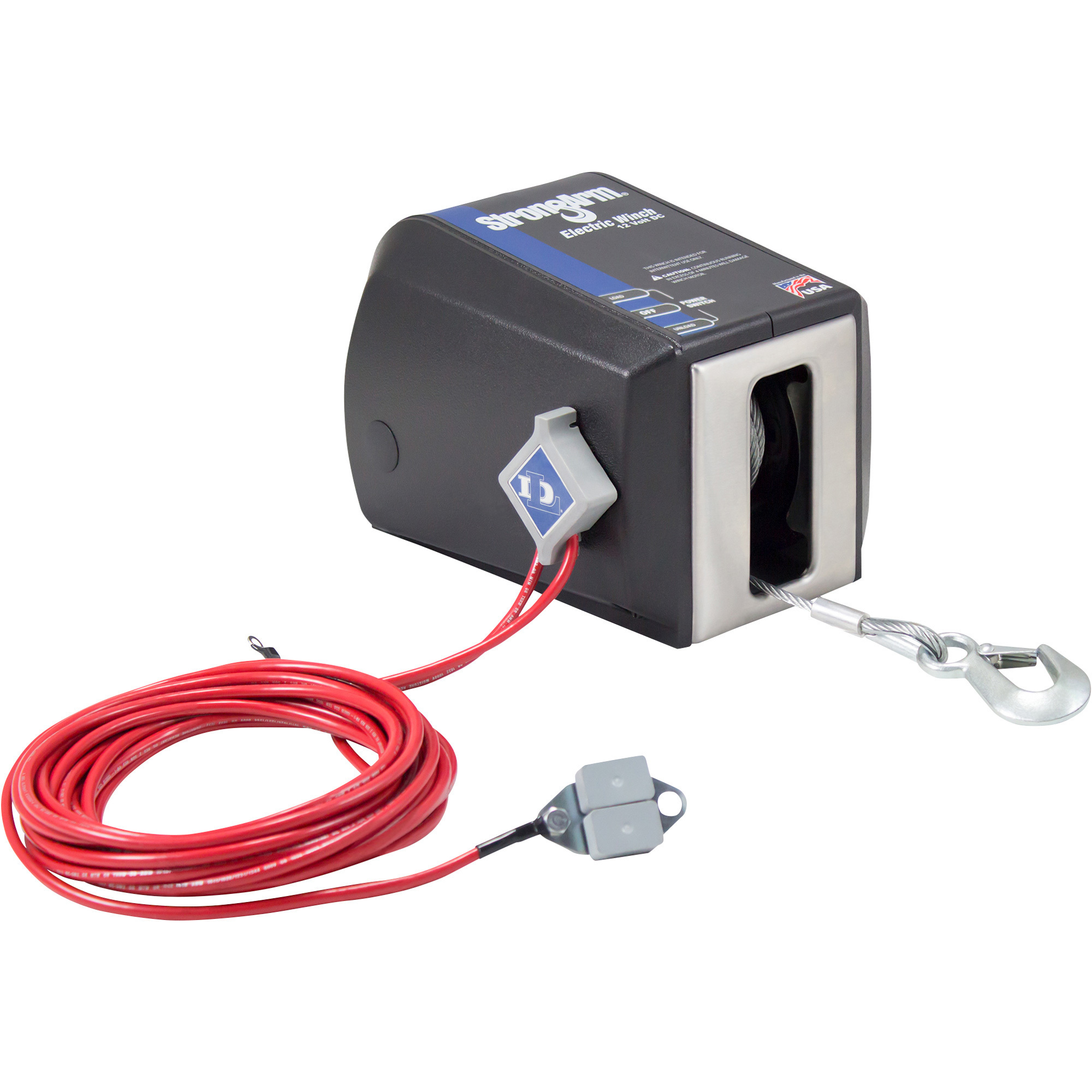 Dutton-Lainson StrongArm 12 Volt DC Powered Electric Winch, 3000-Lb. Capacity, Galvanized Aircraft Cable, Model# SA9000DC